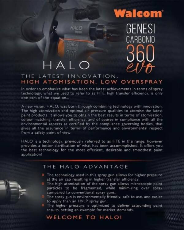 WALCOM Пистолет за боядисване Genesi Carbonio EVO 360 Clear HALO - Image 6